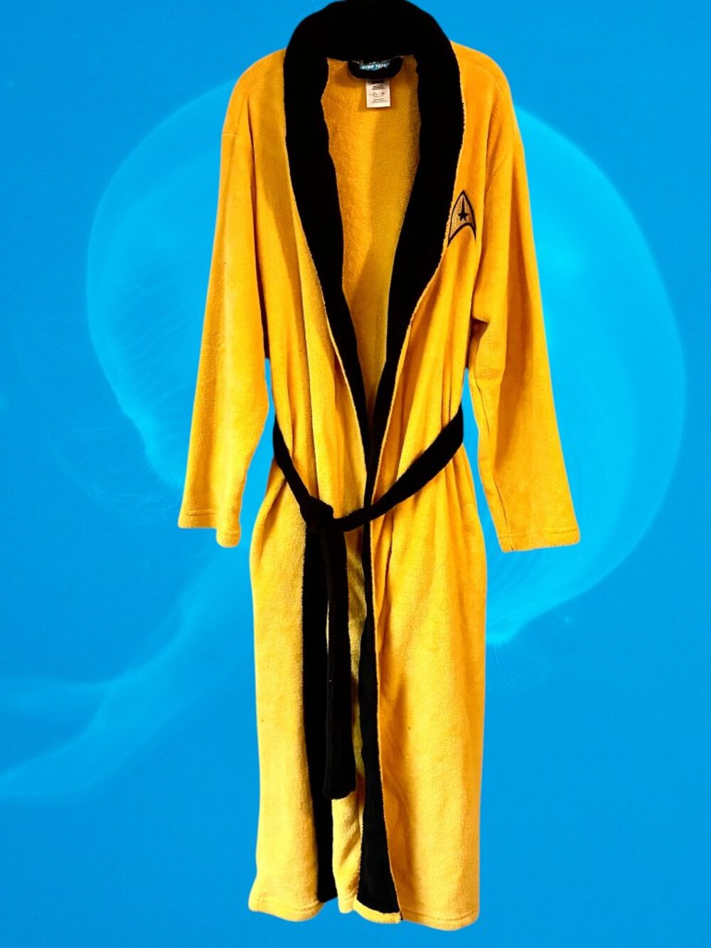 Star Trek Captain Kirk Plush Fleece Robe Yellow Black Cosplay Lounge Bathrobe